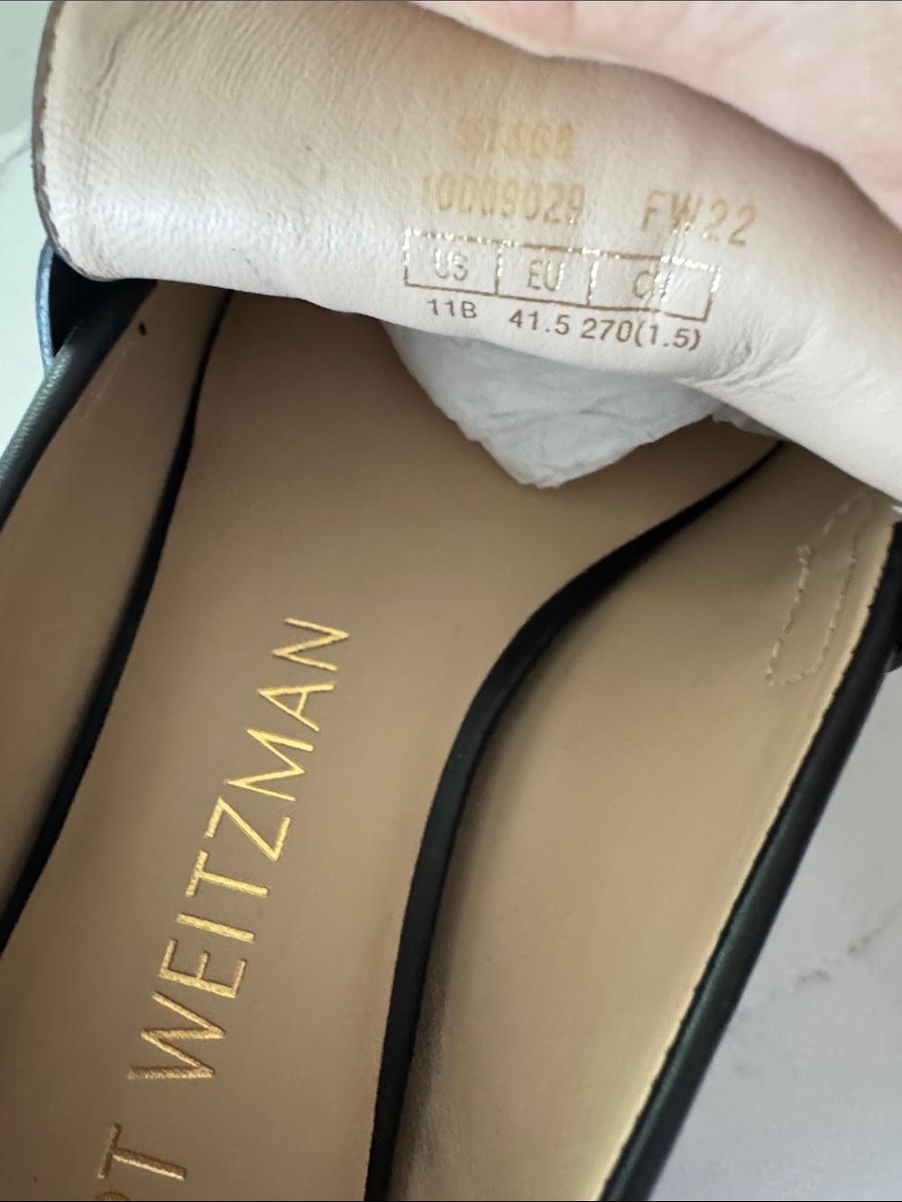 Stuart Weitzman Black Leather Penny Loafers with Lug Sole 11 NEW - Picture 7 of 9